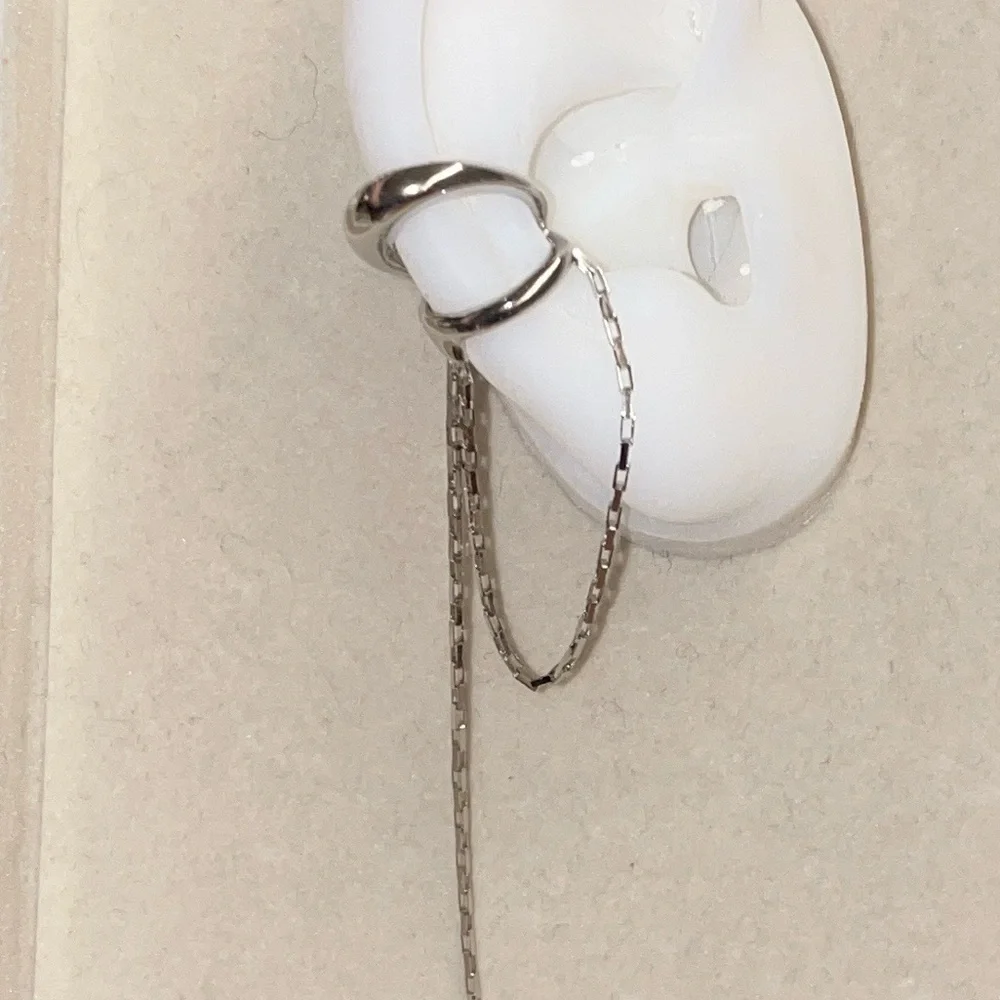 Sleek Sterling Silver Chain ear cuff - Picture 2 of 4
